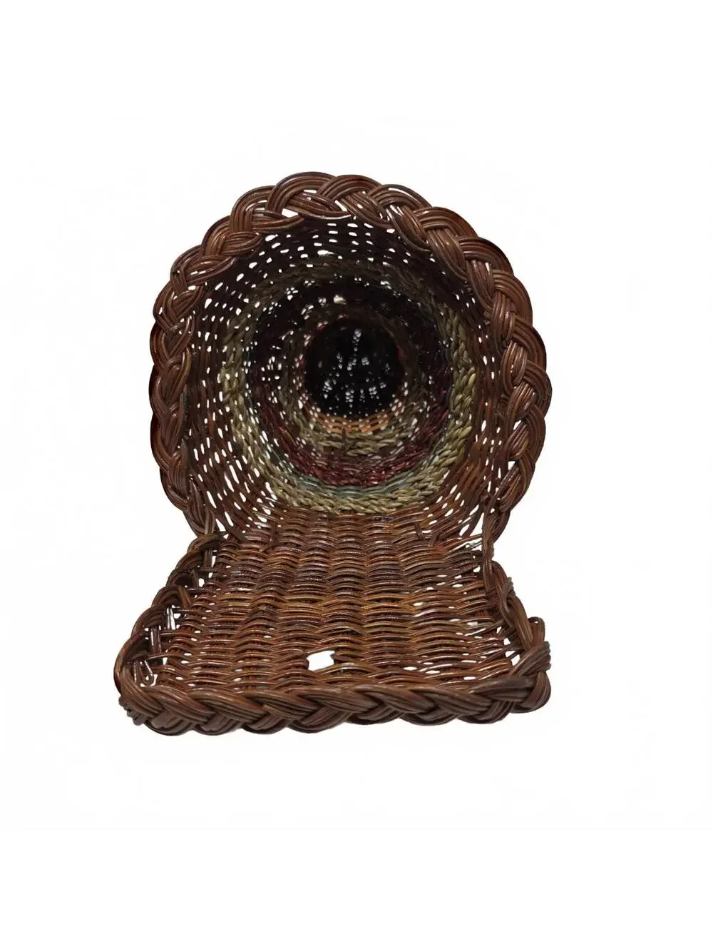 Vtg Wicker Cornucopia Basket Fall Thanksgiving Centerpiece Rustic Harvest 15